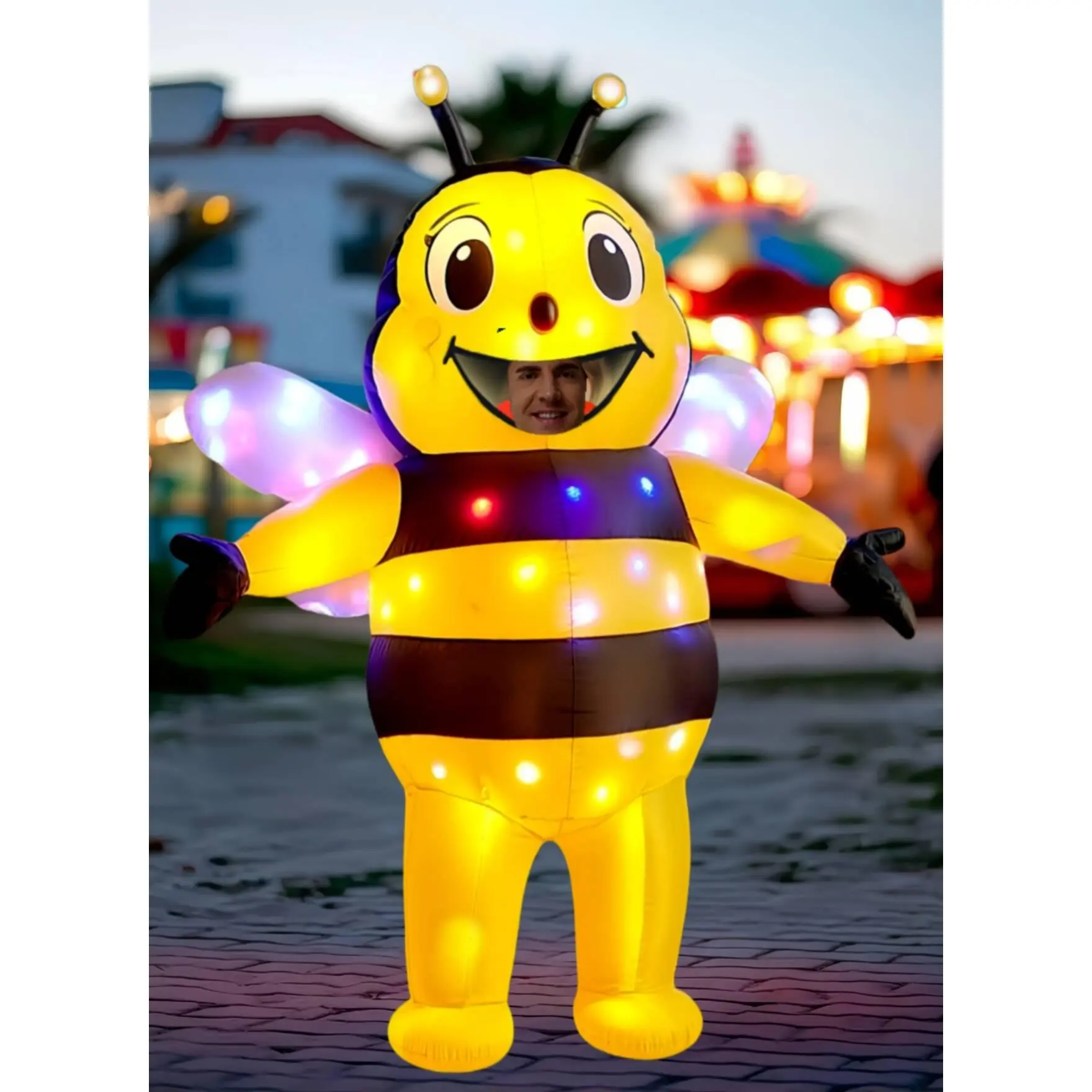 Adult Inflatable Bee Costume Funny Halloween Full Body Bee Blow Up Costume for Festival and Parties