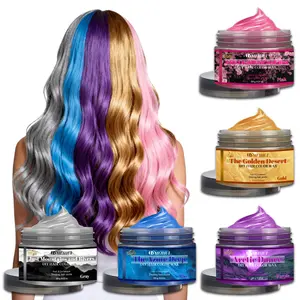 5-Pack Temporary Hair Color Clay, Gold Blue, Washable Strong Hold Styling Wax for Party & Cosplay, Gentle
