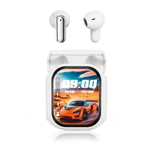 True Wireless Earbuds with LCD Screen Gaming Bluetooth Headphones Bluetooth 6.0 Touch Control In-Ear Earbuds with Built-in Mic