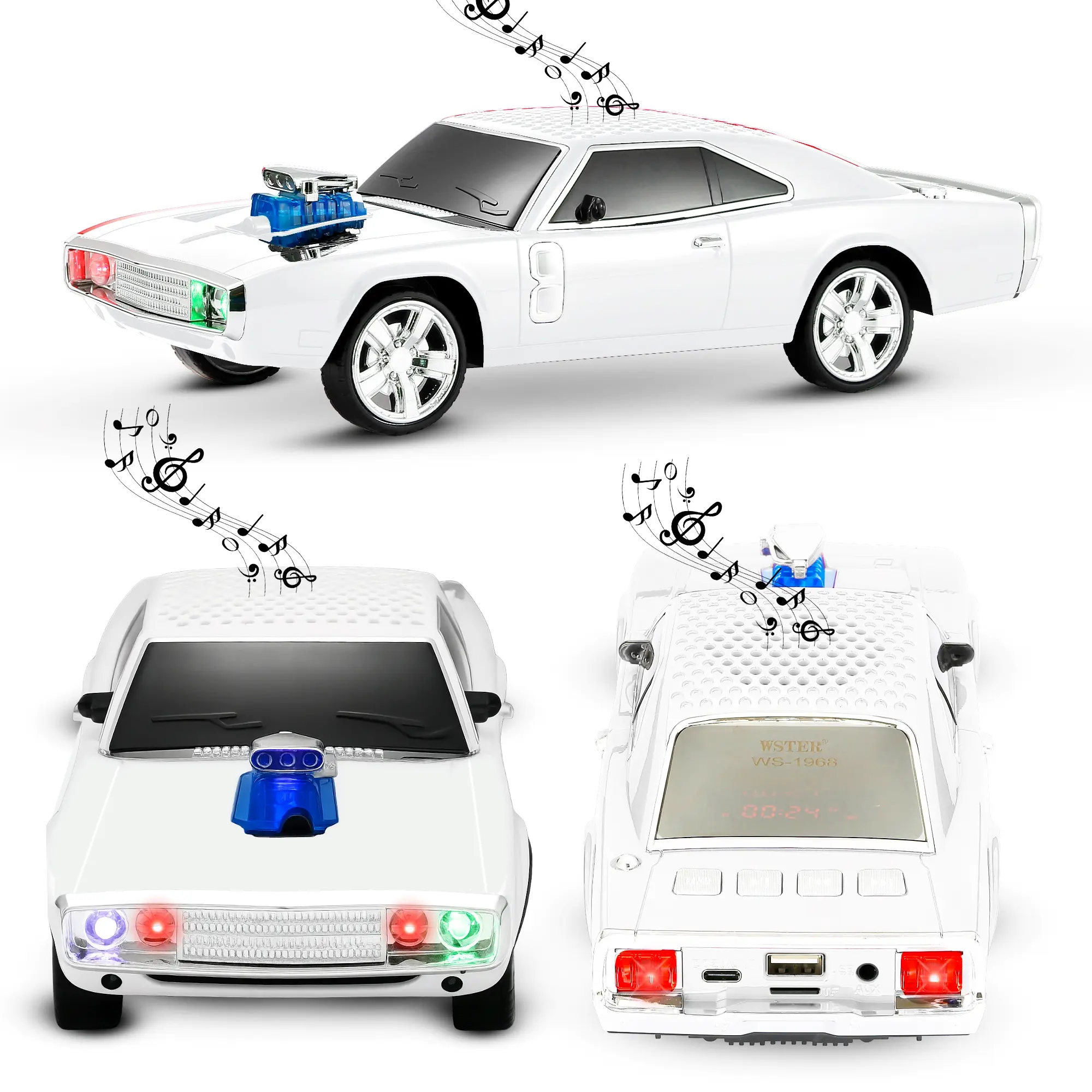 Fuzix WS-1968 Car Bluetooth Portable Speaker with LED AUX USB FM