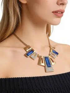 Trendy Geometric Long Rhinestone Necklace, Fashionable Jewelry Accessory, Perfect Gift Idea, Enhance Your Elegantly
