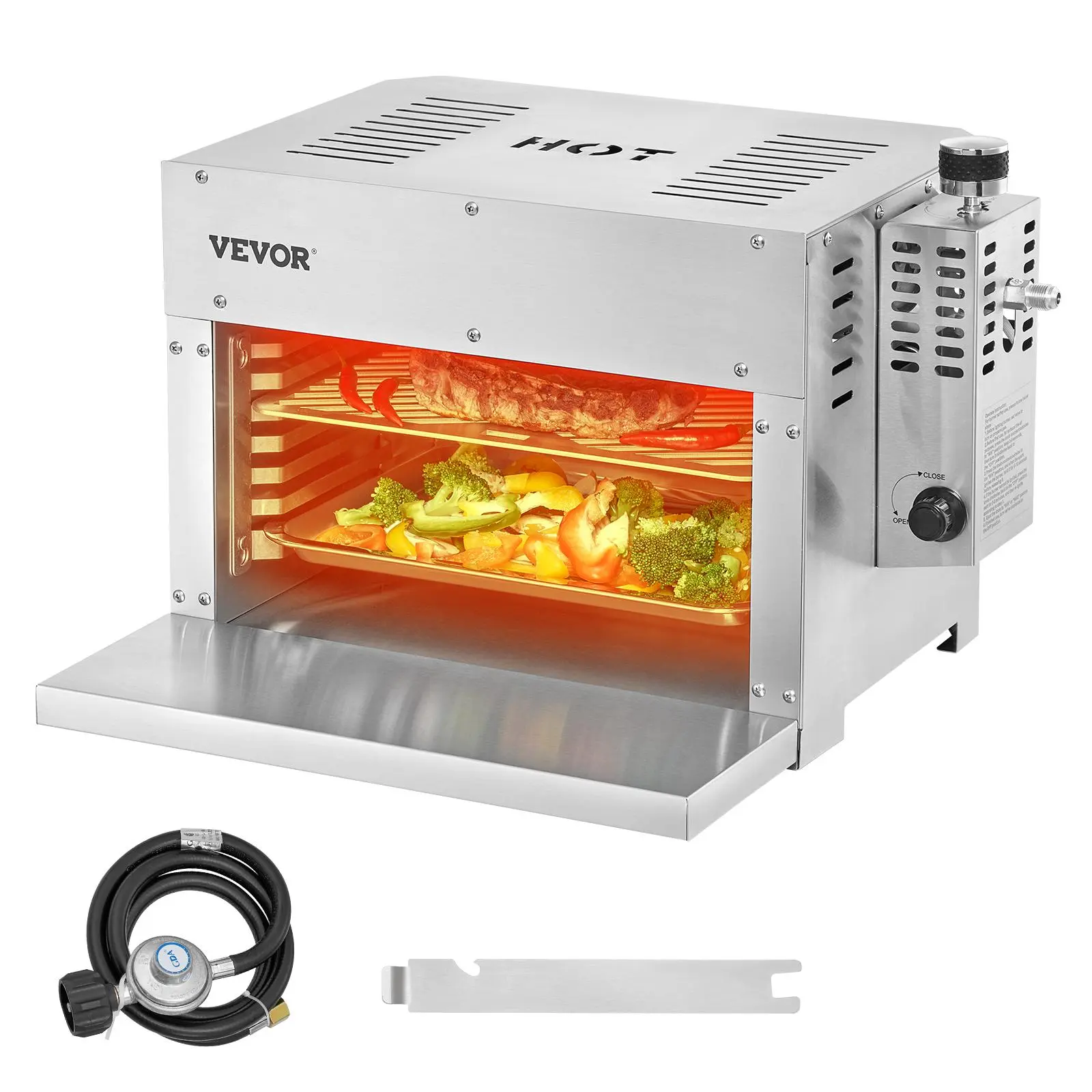 Propane Steak Grill, Portable Infrared Broiler, 1500 ° F Stainless Steel Barbecue Infrared Grill with 6-Tier Adjustable Rack, Steak Cooker Machine for BBQ, Toast, Grill, Outdoor Picnic