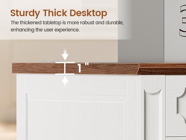 SEDETA 67" Farmhouse L Shaped Desk with Hutch, Executive Home Office Desks with 4 Drawers & Storage Cabinet, Corner Computer Desk with Sliding Doors, File Drawer & Power Outlet