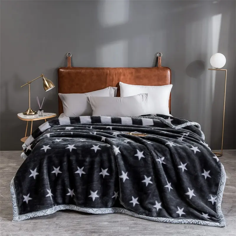 Winter Essential Dual-Layer Thick Raschel Blanket, Breathable Two-Sided Flannel, Double Sided Use, Extra Warm and Comfortable, Multi-Functional