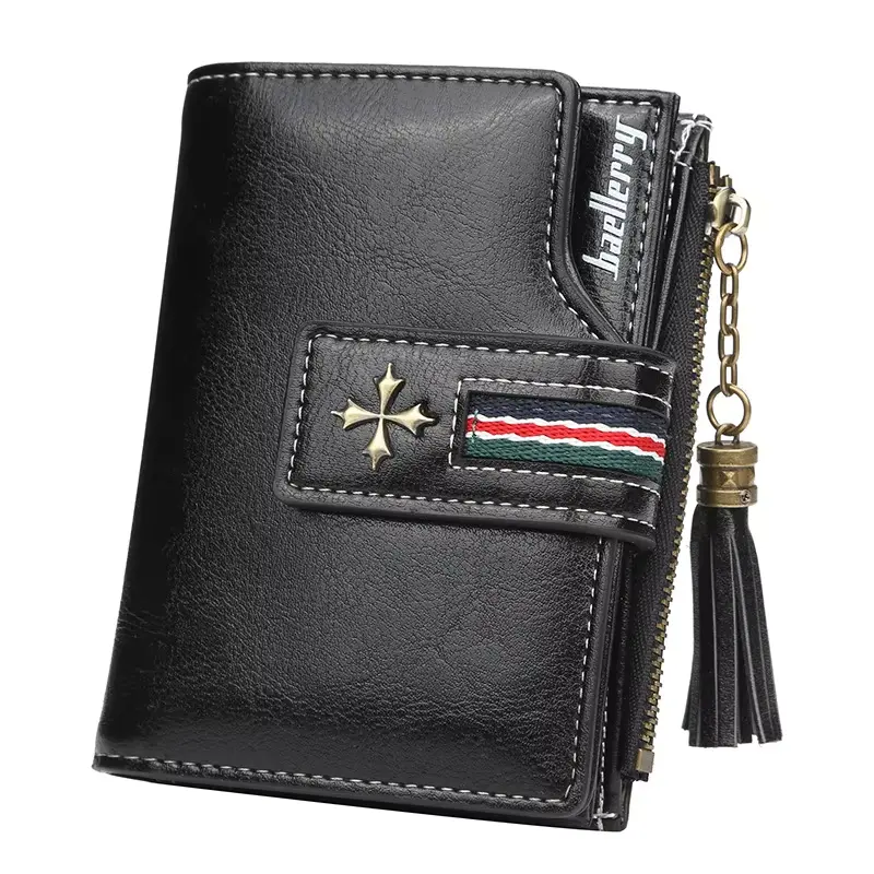 BAELLERRY Women's Exquisite Fashion Wallet - Textured Leather Zipper Cardholder, Short Tassel Design, 10 Card Slots, Compartmentalized Cute Luggage & Bags Accessory, Fashion Women's Wallets, Compartmentalized Women's Wallets