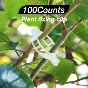 100 Counts Plant Support Clips, Garden Clips for Vine Vegetables Garden Support Clips for Grape Tomato Vine Vegetables Plants for Upright and Healthy Growth, White