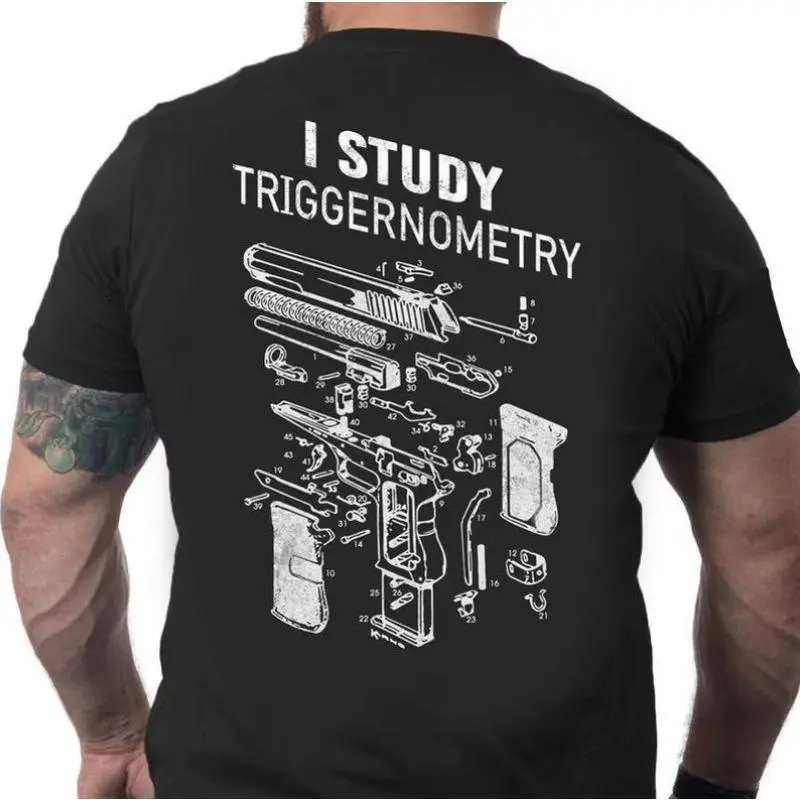 I Study Triggernometry T-Shirt, Funny Gun Shirt for Men, 2nd Amendment Gift, Tactical Firearm Tee, Pro Gun Rights Shirt, Military Humor Gift graphic tee