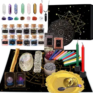 55Pcs All-In-One Witchcraft Supplies Kit, Candles, Crystals, Herbs & Ritual Tools, Wiccan Starter Set for Spells, Halloween Decor, Teacher Appreciation Gifts & Pagan Rituals