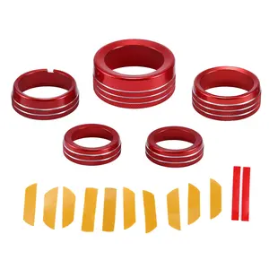 AC Air Conditioner Gear Shift Headlight Media Control Switch Knob Cover for Dodge for RAM 13-17 / Interior Trim / Stylish Aluminum Alloy / 5pcs