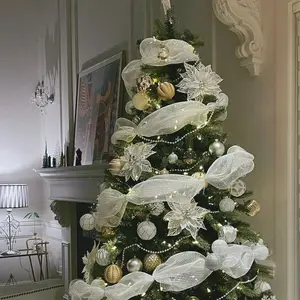 Sparkling Non-Woven 30ft X 10.24in Christmas Glitter Mesh Ribbon, Perfect for DIY Trees, Weddings & Holiday Decorations, Garland Ribbon