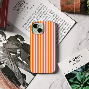 Orange Striped Phone Case, Orange Pink Striped Phone Cover, Coastal Phone Case, Summer Beach Phone Case