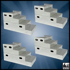 Set of 4 Chrome Plated Deluxe Breakable Ring Stairs for WWE & AEW Wrestling Action Figure Rings