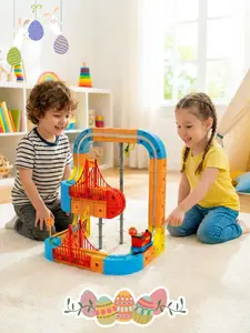 Magnetic Track Train Set 66PC STEM Easter Gift Train Track Building Toy 3D Magnetic Embedded Track Design Flexible Race Track Rail Toys Perfect Easter Gift for Girls & Kids