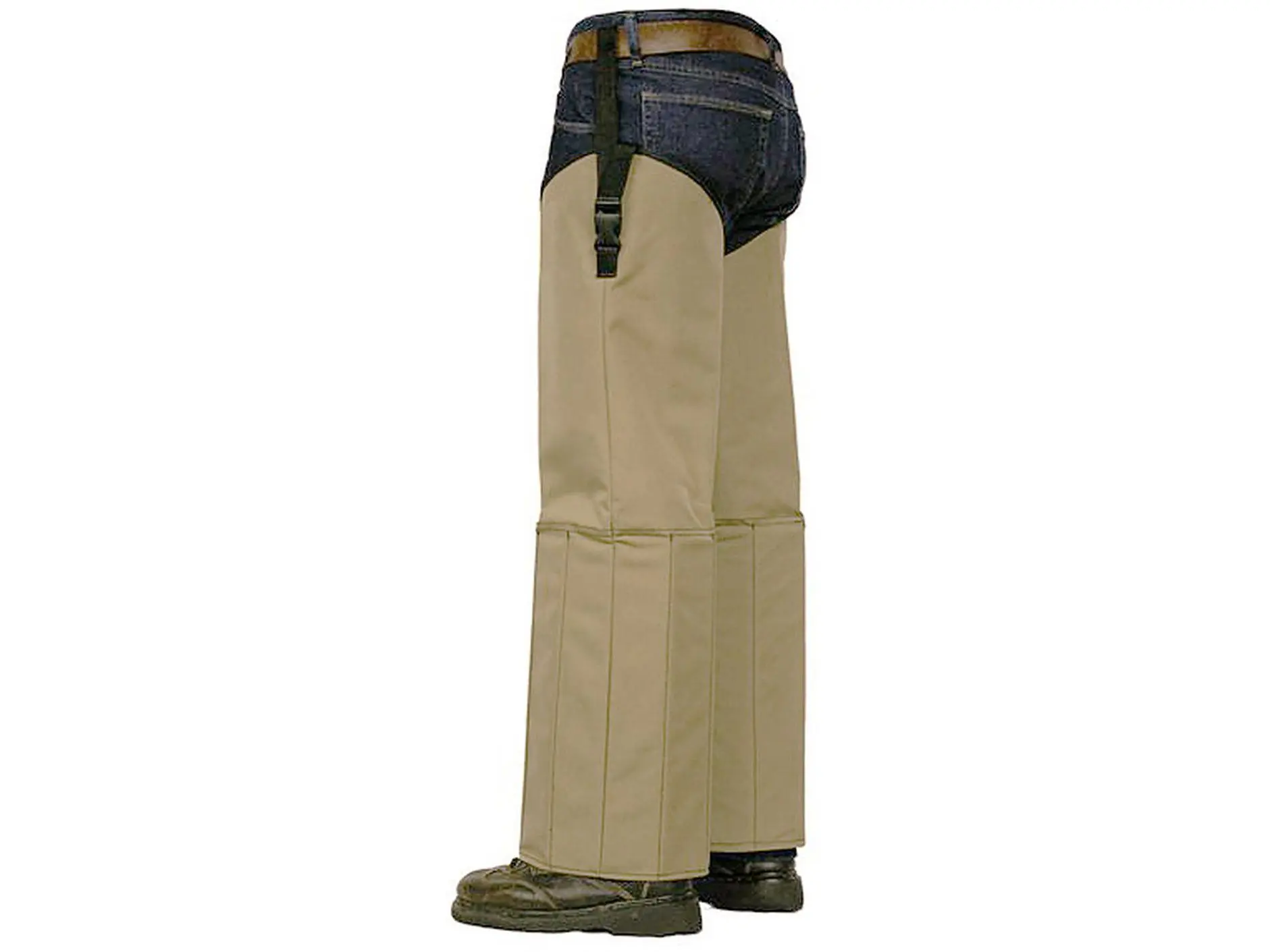 Men's Snakeproof Chaps, Adjustable Khaki Tan Nylon Leg Protection with Full Range Height Adjustment for Outdoor Work & Hiking, Menswear, Pants, 19"-Maximum Height Adjustment, Short