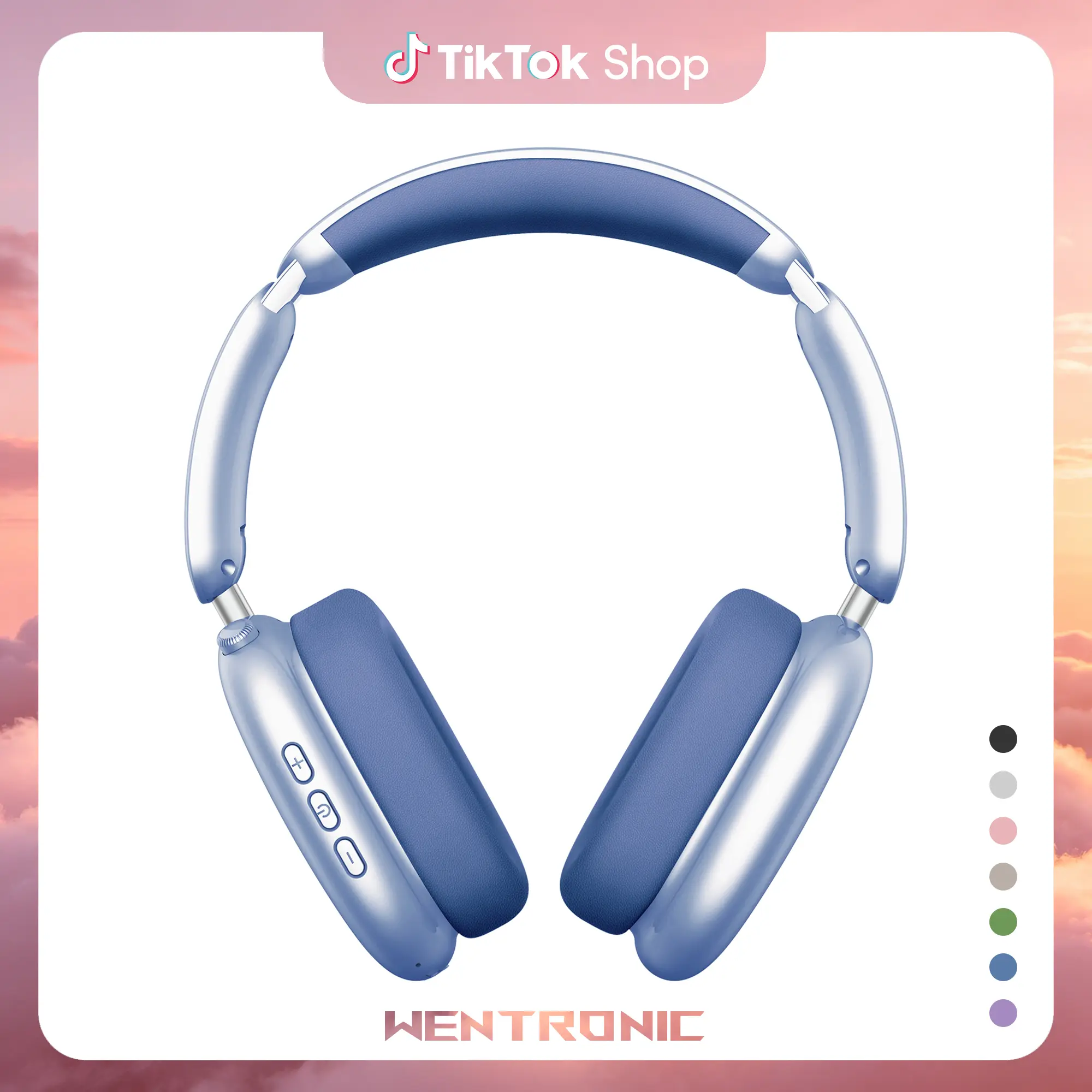 WENTRONIC Y02 Over-Ear Hybrid Active Noise Cancelling Bluetooth Wireless Headphones - ANC Foldable Headphones, 60H Playtime, Hi-Res Audio, Soft Earpads, Built-in Mic, Phone Calls, iOS/Android/PC Compatible, Over Ear Headphones