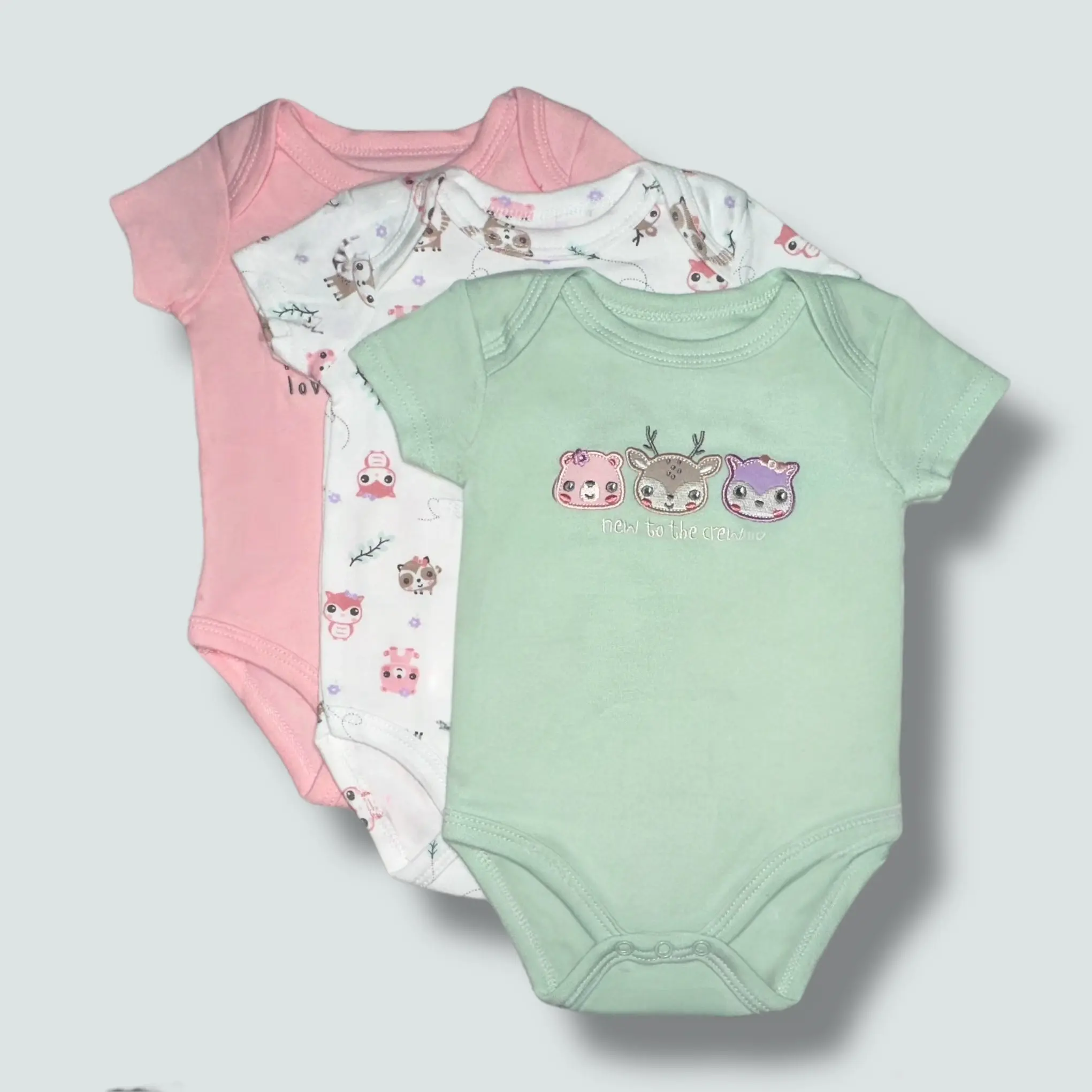 Girls' 3-Pack Short Sleeve Envelope Neck Bodysuit - Easy On/Off, Gentle Blend Fabric, New Friends Sleepwear