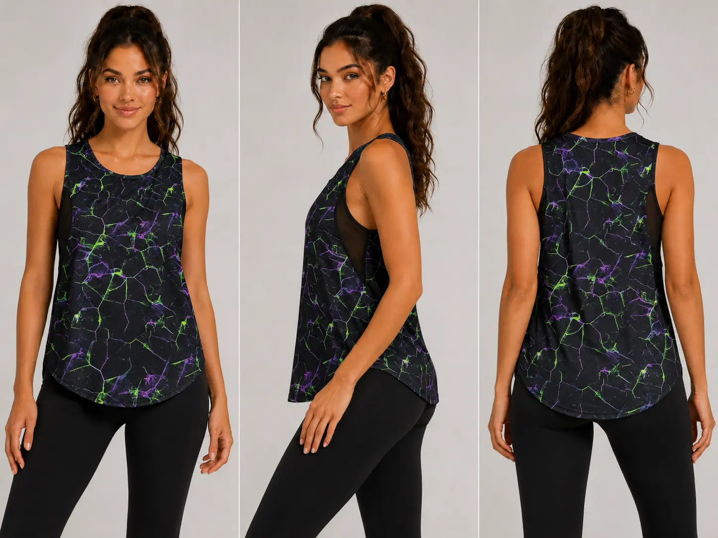 Women's Neon Print Sportswear Tank Top, SHEIN Style, Size M, Tank Tops