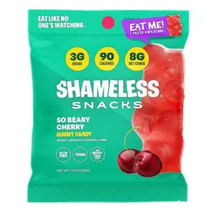 Shameless Snacks - So Beary Cherry - Healthy Low Calorie Snacks, Low Carb Keto Gummies (Gluten Free Candy)