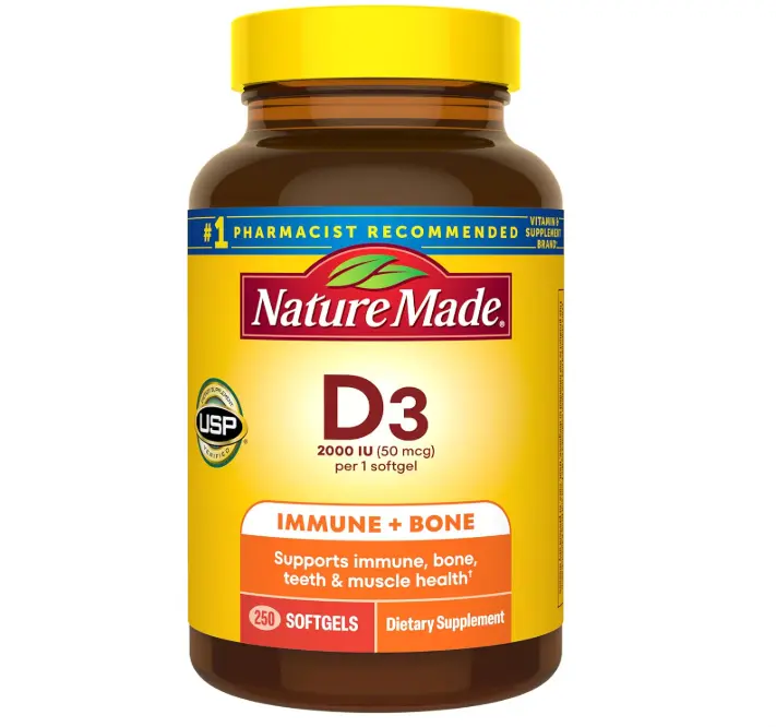 Nature Made Vitamin D3 2000 IU (50 mcg), 250 Vitamin D Softgels