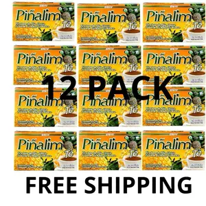 12 PACK V Pinalim Tea Bags Cleansing Herbal Mexican Version- Pineapple, Flax, Green Tea, White Tea - 30 Day Supply Natural Herbal Supplement Bags Beverage