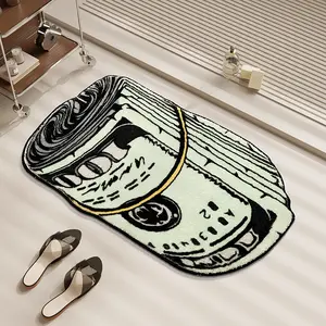 1 Bathroom Floor Mat | Bathroom Entrance Carpet | Creative Cartoon Dollar Print Pattern | Soft and Comfortable Non-slip Machine Washable | Unique Bathroom Entrance Area Floor Decoration | Suitable for Bathroom, Toilet, Kitchen Machine Washable Rugs