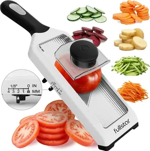 Fullstar 2-in-1 Handheld Mandoline Slicer for Kitchen - 4 Thickness Settings Vegetable Food Onion Slicer, Julienne Blade, Stainless Steel
