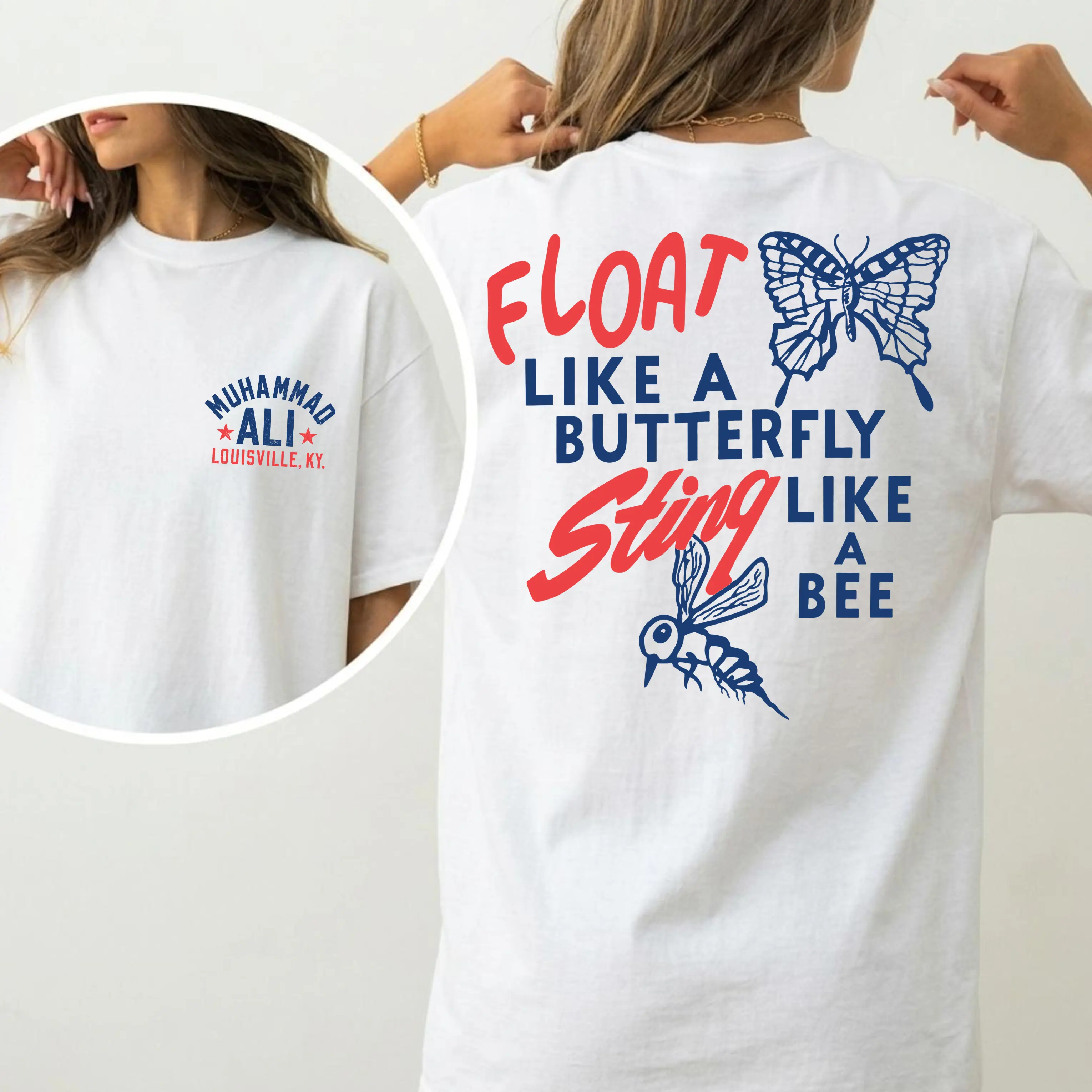 Float Like A Butterfly Sting Link A Bee Tee, Muhammad Ali Quote T-Shirt, Vintage Boxing Legend Tee, Retro Champion Shirt, Boxing Fan Gift