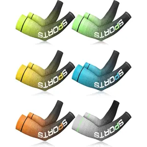 6 Pairs Arm Sleeve UV Sun Protection Sleeves Cooling Sports Sleeve Anti Slip Ice Silk Warmers Arm Covers for Men Women