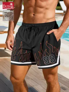Summer Quick-Dry Beach Shorts Swimming Shorts Swimwear Shorts Men's Loose Swim Trunks Casual Short Pants, Fitted Style, Print Pattern, Comfortable and Breathable, Swim Bottom