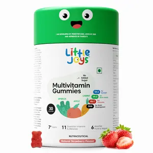 Little Joys Multivitamin Gummies | With No Added Sugar | Strawberry Flavour | With 11+ Essential Nutrients & Vitamins | Pediatrician Recommended | 30 Day Pack