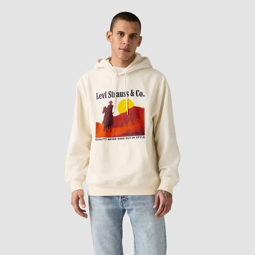 LEVI'S Men's Relaxed Fit Graphic Hoodie, Classic Long Sleeve Pullover Sweatshirt in Midweight Cotton Fleece