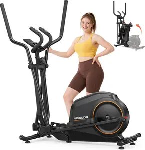 【live only】YOSUDA Foldable Elliptical Exercise Machine for Home,15IN Stride Compact Folding Elliptical Training Machine Only 2 sq ft for Small Spaces, Elliptical Cross Trainer with 16 Magnetic Resistance Levels