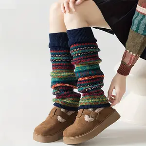 Autumn and winter thickened Bohemian style socks women's wool pile socks lengthened warm leggings socks knee boots