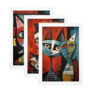 Wall Art, Picasso Cats Trio Print 12"x18" (Pack of 3)