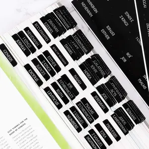 Reposition Laminated Bible Tabs, Large Print Stickers, Easy to Read and Apply Bible Tabs for Women and Man (Luxury Black)