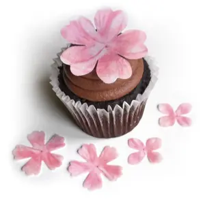 Assorted Pink Wafer Paper Flowers in 3 Different Shapes and Sizes ranging from 1 Inch to 2 inch for Decorating Desserts Pack of 26