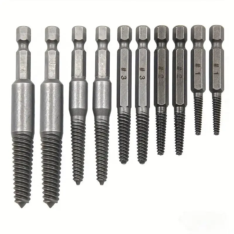Hex Shank Screw Extractor Set, 10pcs/set Manual Hex Shank Screw Removal Tool, Power Tool Accessories for Damaged & Rusted Screws, Hardware, Heavy Duty, Screw Bolt Remover, Screw Extractor Kit