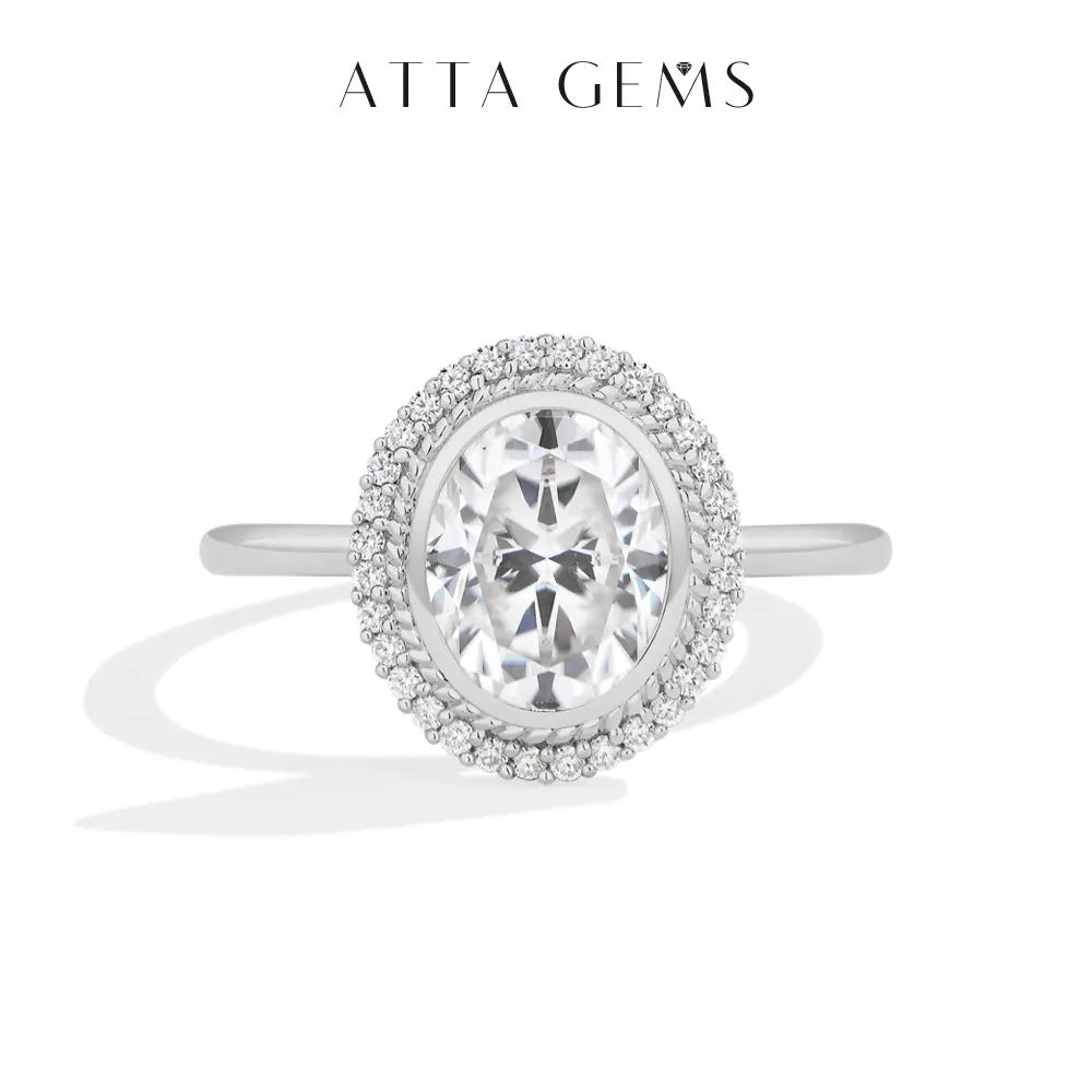 ATTAGEMS 2CT Oval Cut D Color VVS1 Lab-Grown Moissanite Ring for Women 925 Sterling Silver Ring Wedding Band Engagement Anniversary Brighting Gift Fine Jewelry R365, Engagement Rings summerwins,summerwins