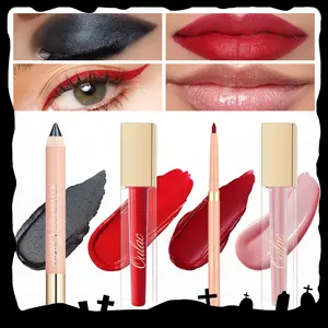 Oulac Halloween Makeup Kit with Lipliner Pencil Eyeshadow Crayon Matte Liquid Lipstick Shimmer Lip Gloss Long Lasting Waterproof Professional Cosmetic Set