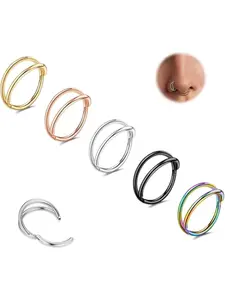 5 Pcs 20G 18G 16G Nose Rings Hoop Set Double Triple 316L Steel Nose Hoop Helix Septum Piercing Cartilage Hoop for Women High Quality Jewelry
