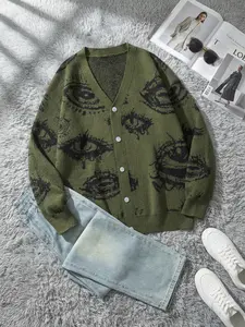 #SummerVibes Spring/Autumn Unisex Knitted Sweater for Men & Women - Loose V-Neck Sporty Polyester Coat - Medium Casual Cardigan Top Elegant