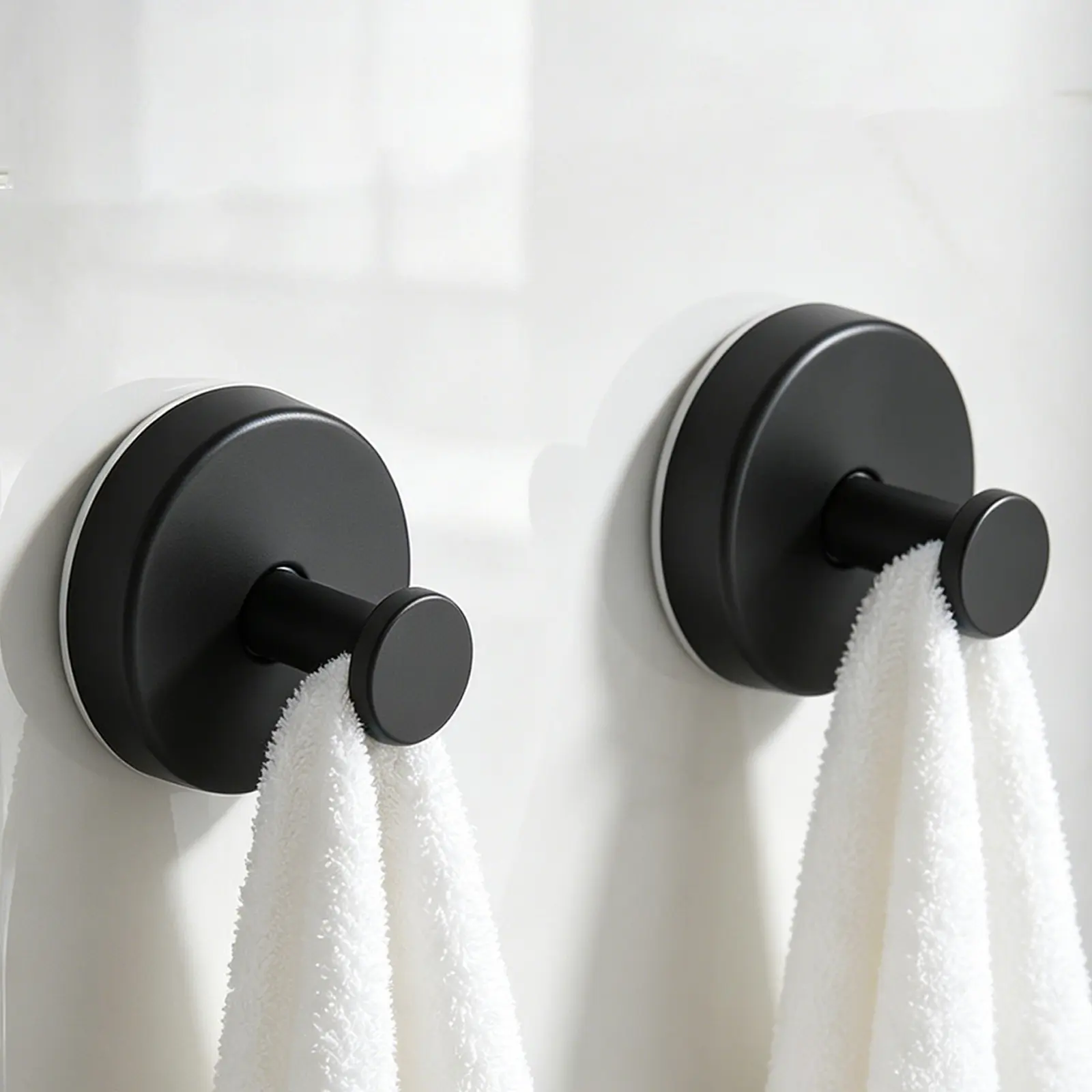 Lydia's Deal 2-Pack Strong Suction Cup Hooks - Home Organizer Bathroom Essentials, Waterproof, 15 lbs Capacity, for Shower, Kitchen - Hangs Loofah, Towel, Coat