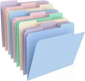 Manila File Folders 9 Pack – Letter Size 8.5x11” 1/3 Cut Tab Colored Organizing Folders | Aesthetic Plastic Office & School Document Storage