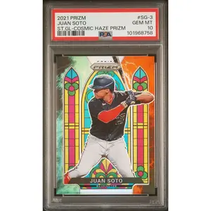 2021 Prizm Stained Glass JUAN SOTO Cosmic Haze Prizm SG-3 PSA10 LOW POP!