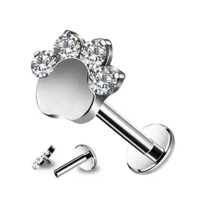 Oufer 16G Internally Threaded Titanium Puppy Paw Labret Stud