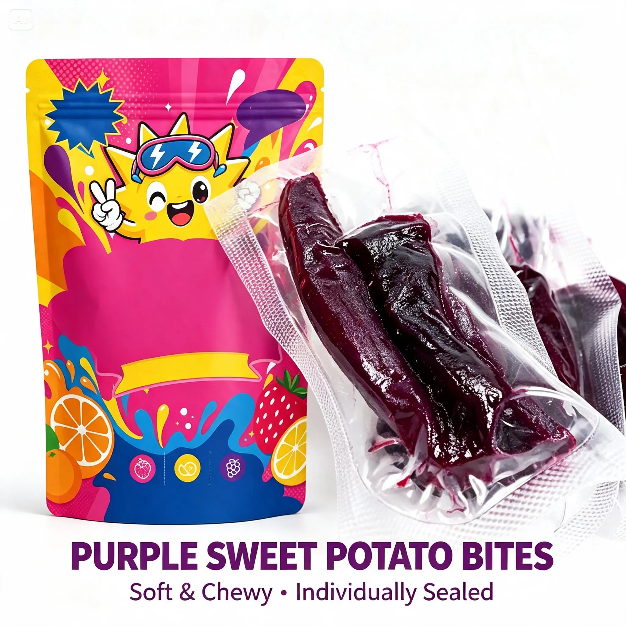 Portable snack vacuum-dried purple sweet potatoes, with a soft and tender texture that is perfect for both parties and daily consumption.