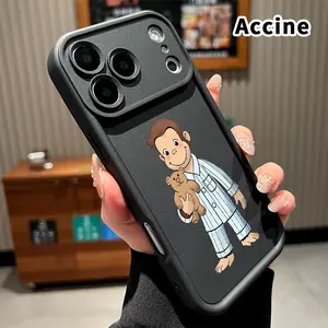Phone Case for iPhone 17 Pro Max 16 Plus 15 14 13 12 11 Air E Monkey's Teddy Hug Anti-Scratch Shockproof TPU Bumper Drop-proof Cover