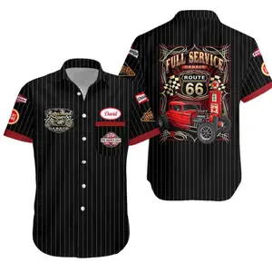 Custom Name Vintage Garage Mechanic Hawaiian Shirt Personalized Workwear Style, Vintage Garage Mechanic Hawaiian Shirt Custom Name Tropical Work Shirt