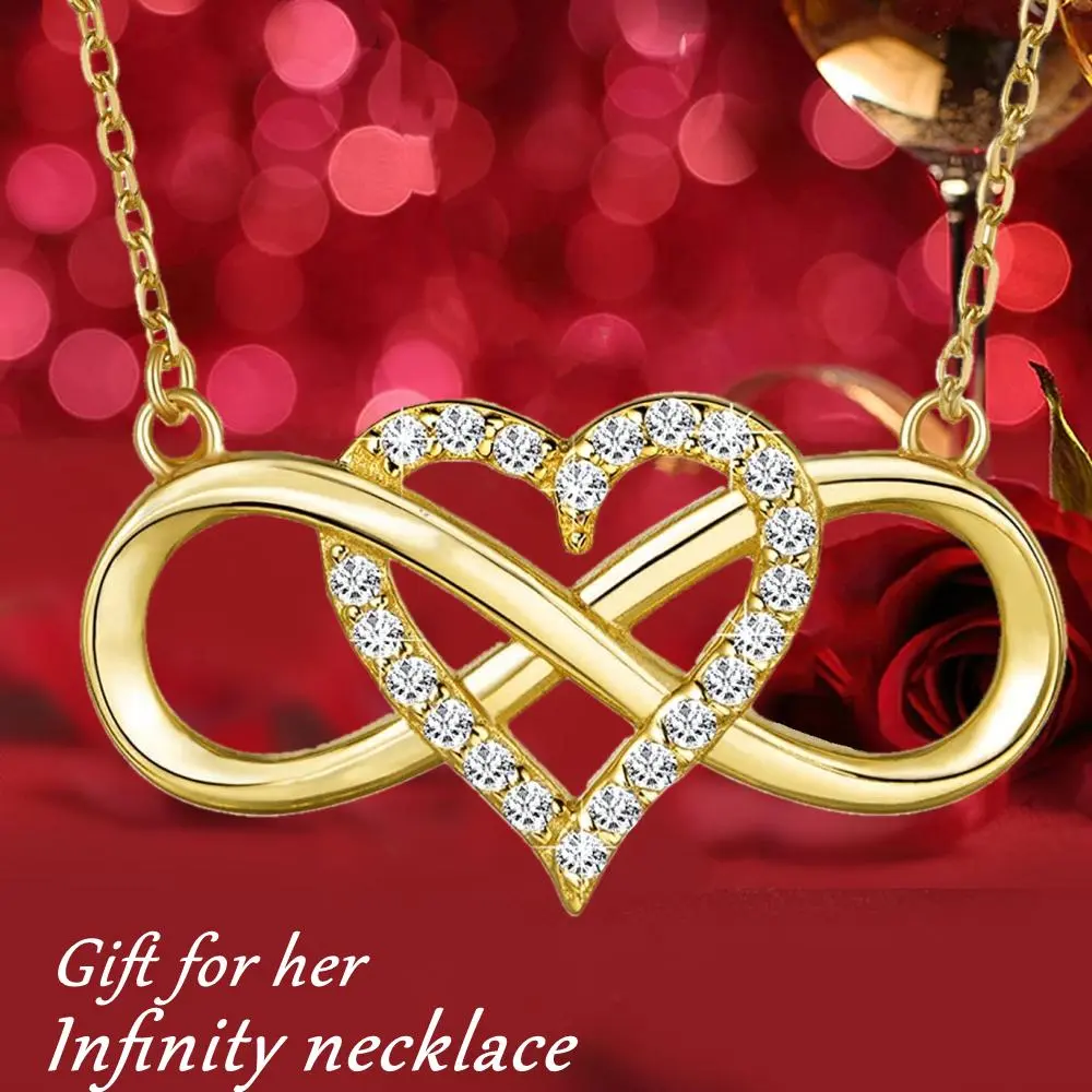 Fashion Infinity Heart Pendant Necklace Synthetic Synthetic Zircon​ Heart Infinity Jewelry Couples Necklace Valentine'S Day Anniversary Birthday Gift Party Jewelry, For Teenager