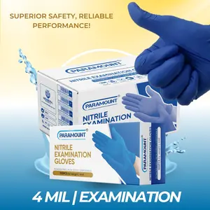 PARAMOUNT Exam Nitrile Disposable Gloves Indigo Blue Powder-Free 4mil 1000PCS